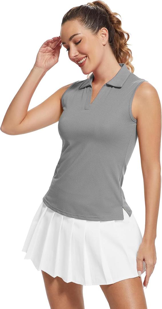 MathCat Women's Sleeveless Golf Shirts UPF 50+ Quickly Dry Tennis Polo Lightweight Sports Athletic Tank Tops, M