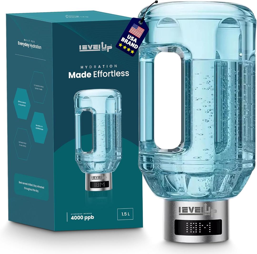 2026 New Hydrogen Water Bottle Jug  Portable Hydrogen Water Generator with Digital Display  Up to 4000PPB - 51oz Capacity  Premium Hydration Solution for Home, Office & Gym