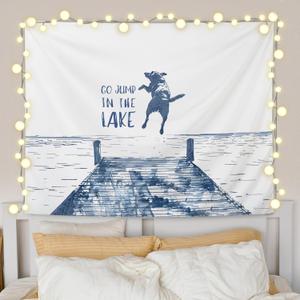 URLLUAE Lake House Decor Tapestry, Go Jump in the Lake House Decor for The Home Wall Tapestry for Lakes House Cabin Decoration, 50x60 Inch