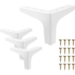 AODIOU Furniture Legs White Replacement Feet: Sofa Legs 4 Inch European Style Dresser Legs Set of 4