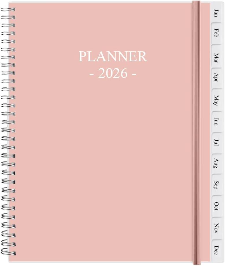 2026 Planner - Planner 2026 from January 2026 - December 2026, Monthly and Weekly Calender with 12 Tabs, 8.5" x 11", Pink
