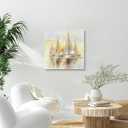 arttitue Sailboat Canvas Ocean Wall Art: Sailing Boats Painting Picture Hand Painted Nautical Seascape Print Decor Sea Artwork for Bedroom Living Room Sailboat, 24"L x 24"W