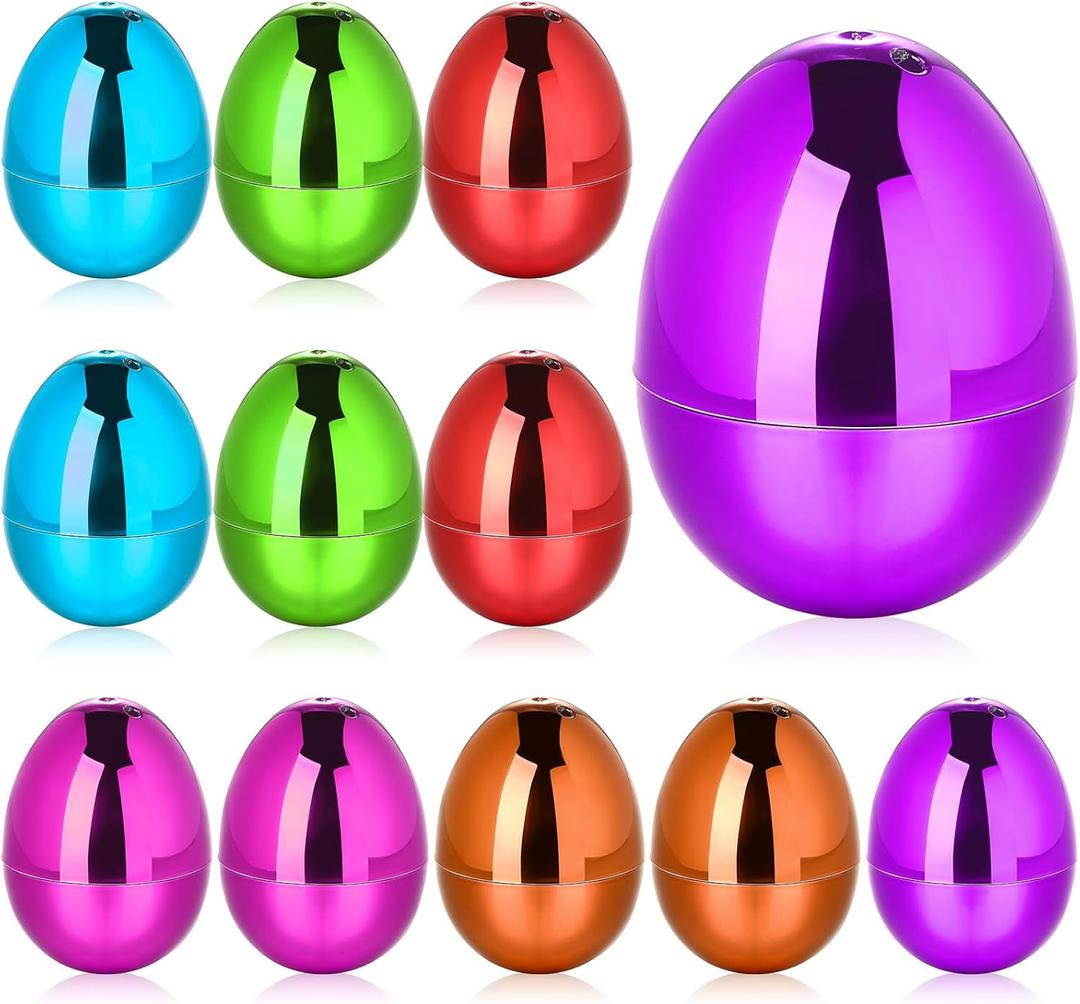 12 Pcs Fillable Easter Eggs 2.36 Inch Easter Eggs with Hinge Plastic Empty Eggs for Easter Egg Hunt Basket Stuffers Easter Theme Decorations (Colorful)