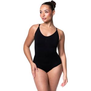 Snatched Women's Shapewear Bodysuit Tummy Control Body Shaper - Seamless Sculpting Waist Body Suit (Large, Black)