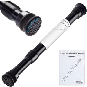 Strong Small Tension Rods 16 to 28 Inch Diameter 22 MM 1Pcs 1inch Shower Curtain Rod Black, Anti-slip -Heavy Duty Adjustable Spring Tension Rod for Windows,Bathroom