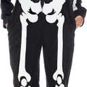CYCLAMEN Halloween Costume for Adults Couples Skeleton Pumpkin Onesie Jumpsuit Pajamas with Hood Women Men Family (Medium)