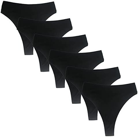 Amwounu High Waisted Cotton Thongs Underwear For Women Breathable Sport Athletics Panties High Rise Plus Size Multipack 6 Pack Large