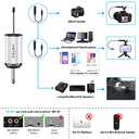 HOTEC UHF Wireless Headset Microphone/Lavalier Lapel Mic with Bodypack Transmitter and Mini Rechargeable Receiver 1/4" Output for Vlogging or Speech (silver)