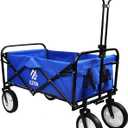 Elevon Heavy Duty Steel Frame Collapsible Folding 150 Pound Capacity Outdoor Camping Garden Utility Wagon Yard Cart, Blue