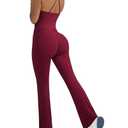 OMKAGI 2 Piece Workout Sets for Women Padded Tank Tops Flare Leggings Pilates Outfits(M,502-Burgundy)
