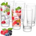 Drinking Glasses Set of 6, 16 oz Tall Drinking Glasses Highball Glassware, Borosilicate Glass Crystal Highball Glasses, Tom Collins Bar Glassware, Water Glass Cups for Cocktail, Mojito Bar Glassware