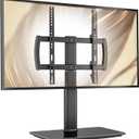 Universal Swivel/Table Top TV Stand 27 to 60 inch TVs 80 Degree Swivel, 4 Level Height Adjustable, Heavy Duty Tempered Glass Base, Holds up to 99lbs Screens, HT04B-001