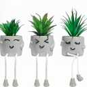OLEEK small fake plants office decor - fake succulents plants artificial for desk decor - fake plant office decorations for work - office decor for women - office plants cubicle accessories room decor (collection A (set of 3))