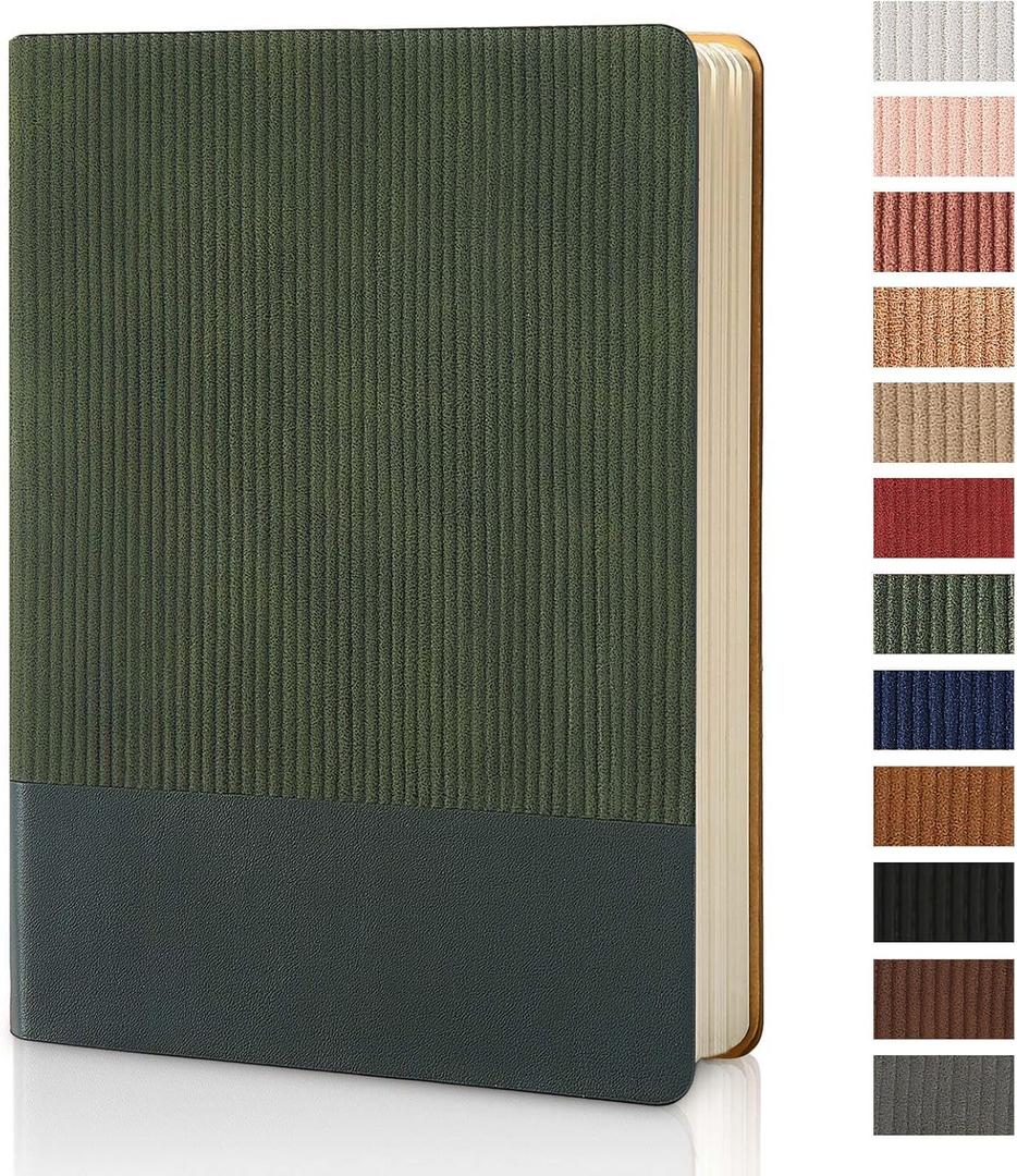 Lined Journal Notebook for Work College Ruled Note Book 5.79"x8.27"A5 PU Leather Daily Journaling 216 Pages for Women Men Writing Home School Supplies Business (Dark Green)