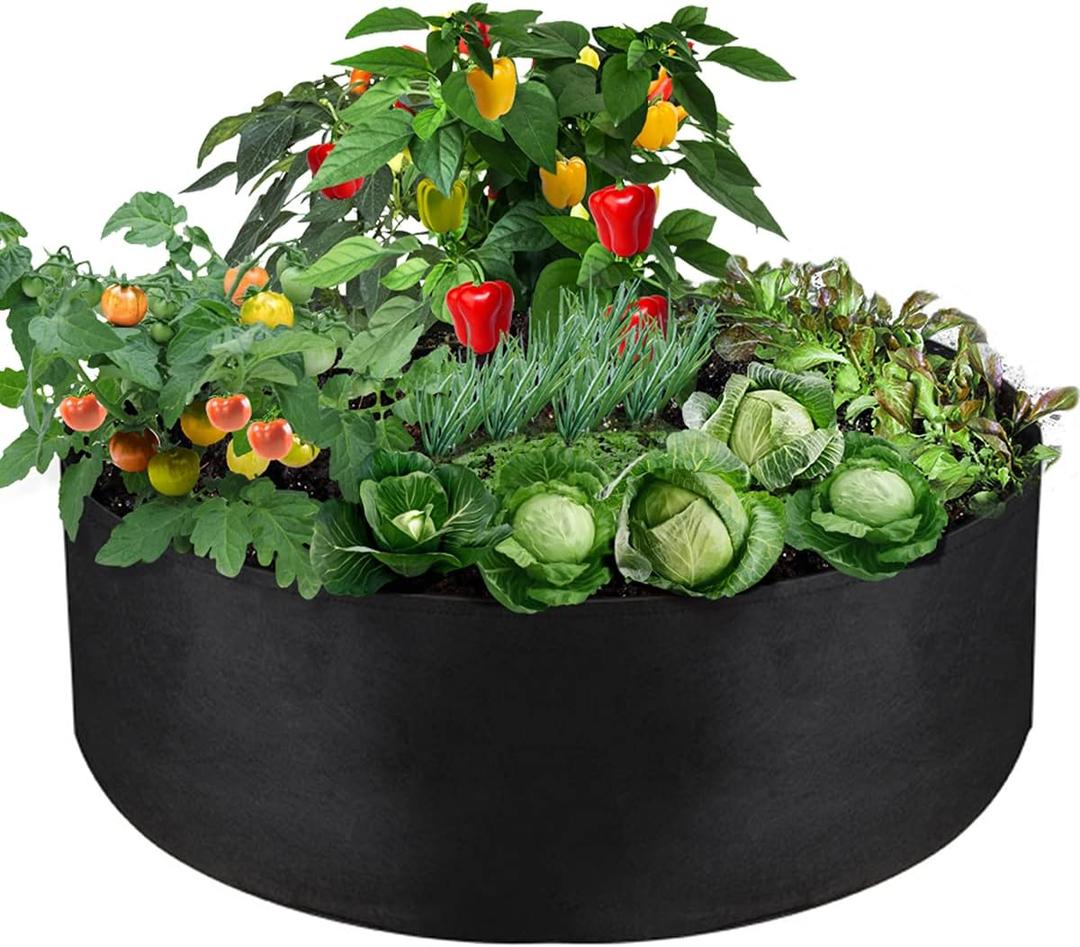 100 Gallon Large Grow Bag, Heavy Duty Fabric Round Raised Garden Bed Planter Pots for Planting Herb Flower Vegetable Potato Plants (50" D x 12" H, Black)
