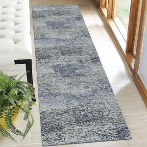 Washable Area Rug - 1/6 Thick - Stain & Water Resistant Non-Slip - Resistant Rug for Living Room, Bedroom, Nursery, Pet & Child Friendly, Vintage Charm Area Rugs (Grey+LightTeal, 2'6'' x 8')