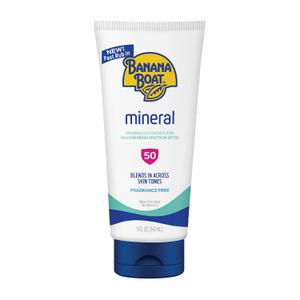 Banana Boat Mineral Sunscreen SPF 50 Lotion, 5oz | Zinc Oxide Sunscreen Lotion, Beach Essentials, SPF 50 Sunblock, 5oz
