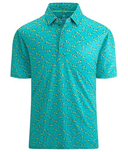 Deer Lady Mens Golf Shirts Short Sleeve Moisture Wicking Dry Fit Performance Athletic Polo Shirt Green L