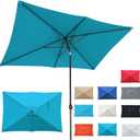 Blissun Rectangular Patio Umbrella, Table Market Umbrella with Tilt and Crank, Outdoor Umbrella for Garden, Deck, Backyard, Pool and Beach