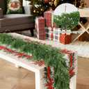 Christmas Garland 6 Ft Lifelike Artificial Cedar and Cypress Garland for Indoor Outdoor Christmas Decor on Mantel Stair Porch and Table