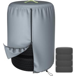 Durable 600D Tire Storage Bag,Large Tyre Dust Protective Cover with Waterproof Zipper, Spare Stack Storage Tire Cover for Indoor/Outdoor Use,Universal Fits Trucks,SUV,Jeep,Car,Trailer,RV,Camper Wheels (32 inch Diameter, 47 inch Height)