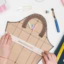 2 x Silicone Hemmer Sewing Tool with 50pc Colorful Tacks - Heat-Resistant Hemming Ruler with Marking Holes - Flexible Edge Guide for Shirt Tails, Quilting, Iron, DIY Fabric Kit(Brown)