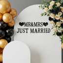 TONIFUL Black Mr and Mrs Just Married Banner,Wedding Sign for Backdrop,Glitter Felt Sign - Includes Dot Glue - Perfect for Wedding Party Decorations,Wall Decr,Arch Background,Balloon Arch