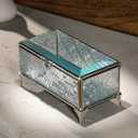 DHCGPP Glass Vintage Jewelry Box Keepsake storage Trinket Ring Display Box Home Decor Embossed Clear Glass Box Organizer(6.5x3.5x3.3Inches)