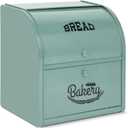 Stainless Steel Bread Box, 2 Layer Roll Top Bread Boxes, Large Capacity Food Storage Container for Kitchen Counter, Metal Bread Bin, Bread Holder for Countertop 11.8" x 9.6" x 12.8" (Green), 12.6" L x 9.7" W x 12.8" H