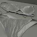 Sweaty Rocks Women's 2 Piece Bikini Set Striped Print Spaghetti Strap Push Up Swimsuit, Size Large