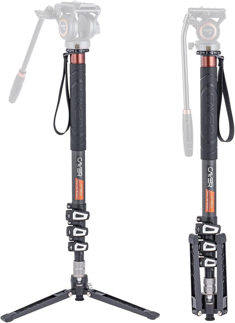 Cayer Carbon Fiber Monopod Leg, 68 Inch Camera Telescopic Video Monopod Tube with Feet, Compatible for DSLR Cameras and Camcorders