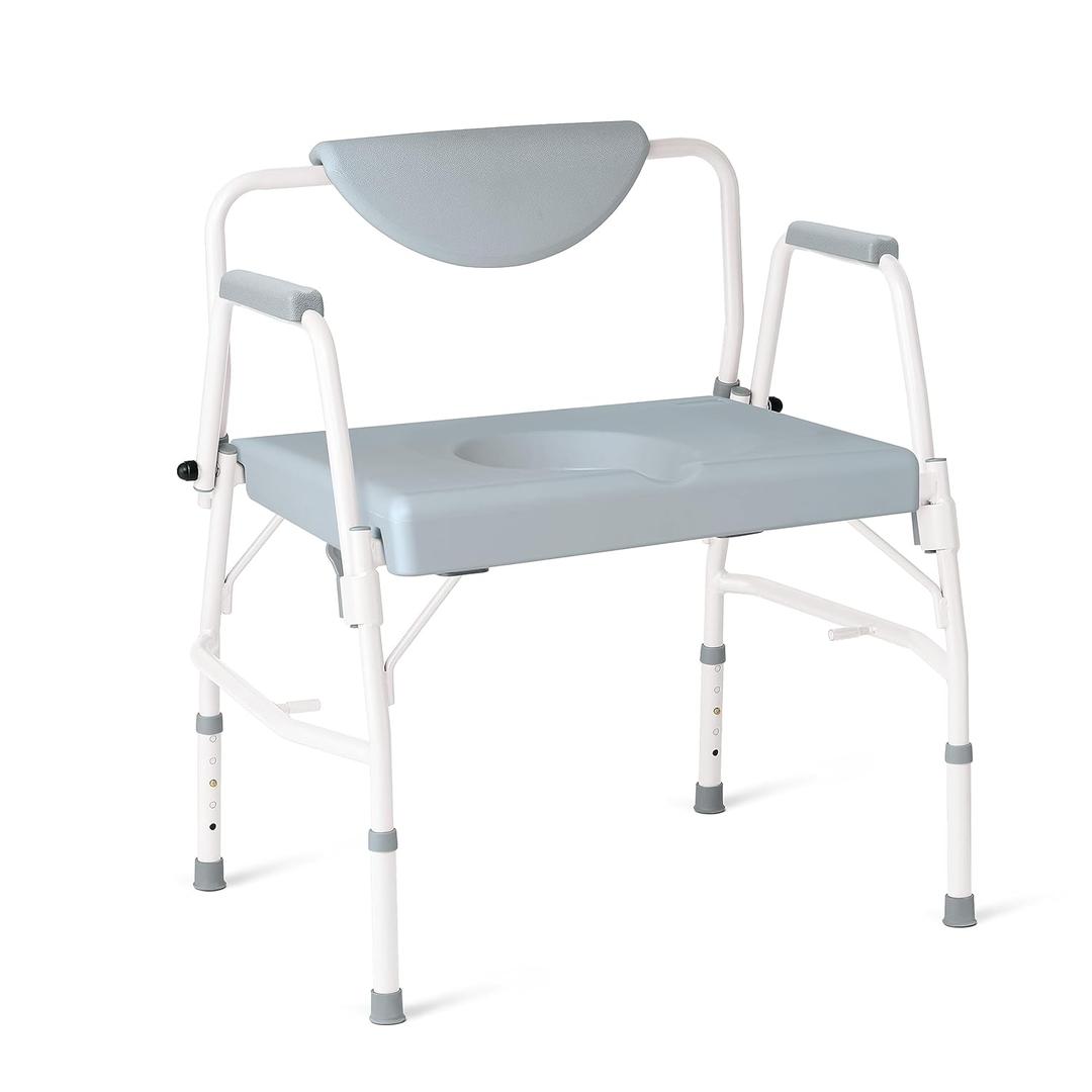 Medline Bariatric Drop-Arm Commode - Heavy Duty Steel Toilet Chair for Disabled and Elderly, 1,000 lb. Weight Capacity