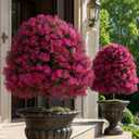 BLOSMON Faux Cedar Topiary Trees with Stake for Outdoor Planters, Set of 2