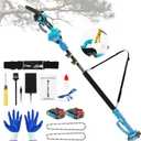 Mini Chainsaw6 Inch Pole Saw 2-in-1,with Extension Pole, Automatic Oiler with 2 Battery,Tree Trimmer Limb Branch & Pole Pruner,Holiday Gifts for Men, Fathers & Gardening Enthusiasts