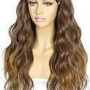 SAPPHIREWIGS Brown Headband Wig Loose Body Wave Headband Wig Chocolate Brown with Tips Synthetic Headband Wigs for Women and Girls Daily Party Wear 26 Inch