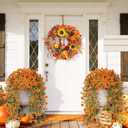 2 x Artificial Fall Flowers for Outdoors, 2 Pcs Fake Fall Silk Daisy Flowers Artificial Mums for Outdoors, Fake Hanging Mums UV Resistant for Outside Home Porch Patio Planter Decor