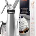 EurKitchen Professional Aluminum Whipped Cream Dispenser - Leak-Free Whip Cream Maker Canister with 3 Decorating Nozzles & Cleaning Brush - 1-Pint / 500 mL Cream Whipper - N2O Chargers (Not Included) (Standard Silver)