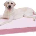 KSIIA Orthopedic Dog Bed - Waterproof & Washable with Removable Cover, Deluxe Plush Egg Crate Foam Design for Large Dogs, 41x27 Inch Pink Dog Crate Bed