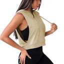 SweatyRocks Women's Sleeveless Workout Top Gym Activewear Crop Tank Top Open Side Shirt for Athletic Exercise Running (Large, Apricot)