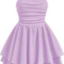 EXARUS Girls Formal Dress Teen Ruffled/Bubble Flowy Ruched Spaghetti Strap Homecoming Dance Party Tween Dresses 8-14Y (12 Years)