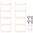 Munzong Headband Holder 52x17 inch, 2 Pack Bow Organizers for Baby Girls, Large Nursery Wall Hanging Back Door Bow Holder Shelf w/ 60 Hooks, 5 Tier Hair Accessories Organizer Storage for Toddler Kids (Beige)