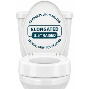 ELLAI Raised Toilet Seat, 3.5” Elevated Elongated Toilet Seat Riser with Soft Close Lid, 400 lb Capacity, White