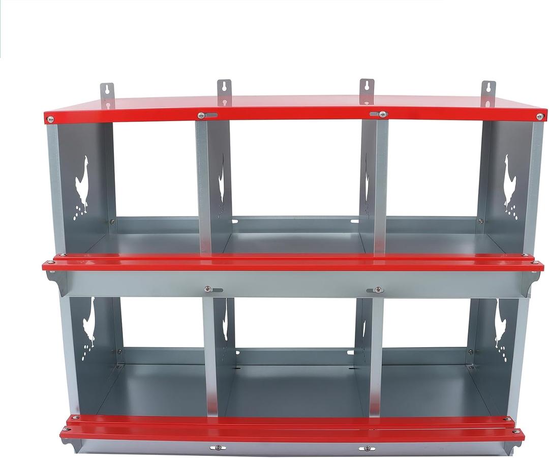 Munirater Chicken Nesting Box 6 Two Tier Metal Hens Ducks Egg Laying Box