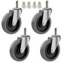 RILIDRI 4-Inch Swivel Stem Caster for Rubbermaid Mop Bucket Utility Cart, 7/16-Inch Stem Diameter Rubber Wheel Set of 4, Heavy Duty TPR Weber Grills Shop Vac Replacement Wheels