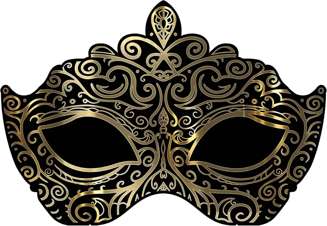 3D Masquerade Mask Stand Up Decoration - 4.25' - Gold and Black