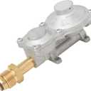 Flame King 160,000 BTU Horizontal Mounted 2-Stage Propane LP Regulator with POL for RVs, Vans, Trailers, Campers, 100LB Tanks, ASME Tanks, Generators