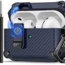 Pohgelan Compatible with AirPods Pro 3 Case,Magnetic Automatic Lock with Cleaning Kit,Compatible with Magsafe,Carbon Fiber Texture Cover-Blue