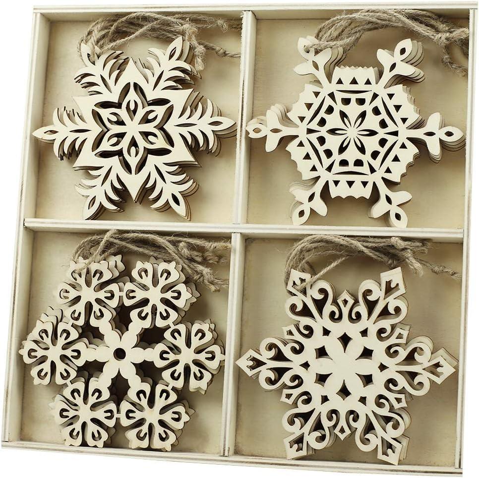 N&T NIETING 20PCS Wooden Christmas Ornaments 4.7 Inch Large Unfinished Snowflake Cutouts for Hanging Christmas Tree DIY Kids Craft Holiday Party Home Indoor Boho Decor