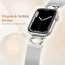 3 x Magnetic Mesh Metal Band Compatible with Apple Watch 10, Dressy C Shaped Buckle Milanese Bracelet Stainless Steel Adjustable Strap Replacement for Apple Ultra Series 9/8/7/6/5/4/3/2/1/SE Women Men