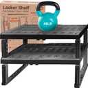 Adjustable Lokcer/Cabinet Organizer Shelf Adjustable Width and Height, Ideal Locker for School, Office, and Gym Lockers (Black 2 Pack New Version)